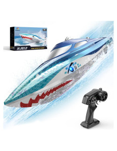 Barco RC DEERC HJ812 Tiburón 32 km/h con Luces LED