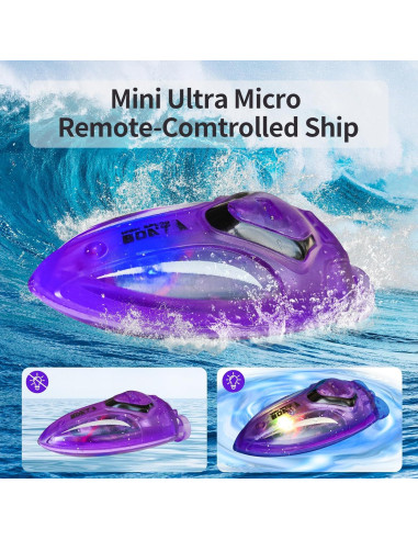 Mini Barco RC Impermeable Velasko 7,11x3,05cm Control Remoto