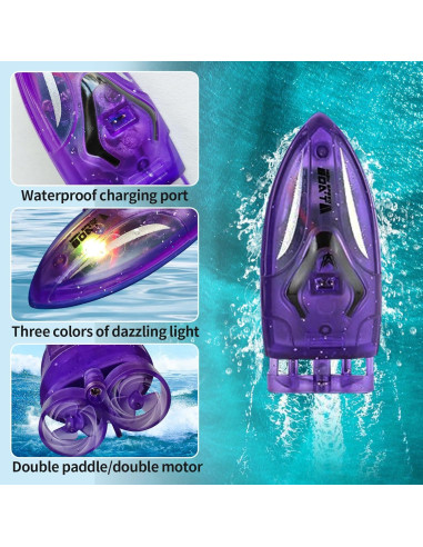 Mini Barco RC Impermeable Velasko 7,11x3,05cm Control Remoto