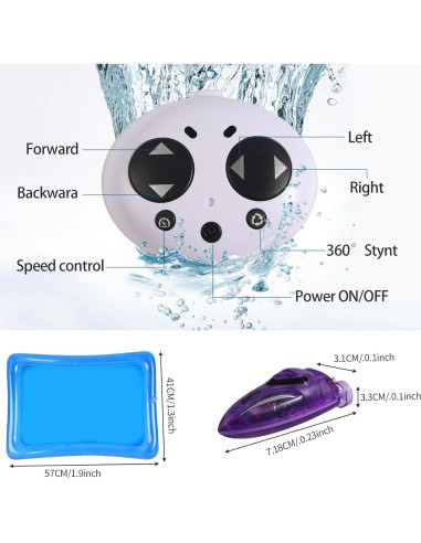 Mini Barco RC Impermeable Velasko 7,11x3,05cm Control Remoto