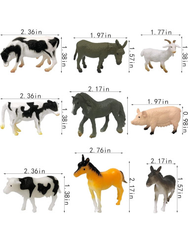 24 Mini Figuras de Animales de Granja PPXMEEUDC 3-6,6 cm