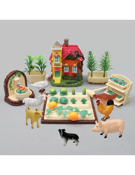 24 Mini Figuras de Animales de Granja PPXMEEUDC 3-6,6 cm