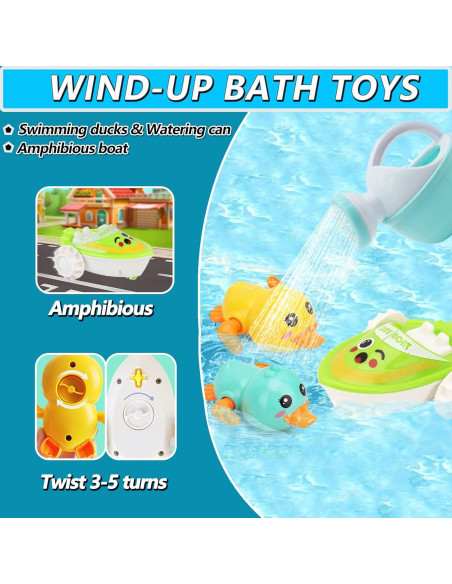 Juguetes de baño QODLIT para bebés 11 piezas sin agujeros