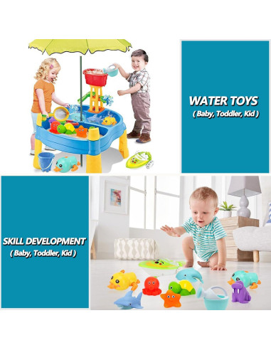 Juguetes de baño QODLIT para bebés 11 piezas sin agujeros
