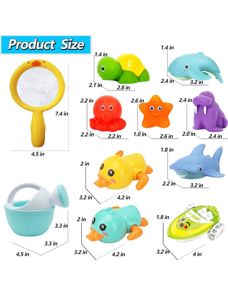 Juguetes de baño QODLIT para bebés 11 piezas sin agujeros