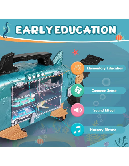 Juguete de camión tiburón LY con 18 animales marinos