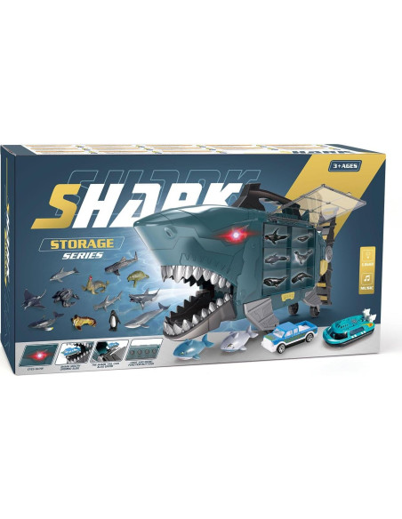 Juguete de camión tiburón LY con 18 animales marinos