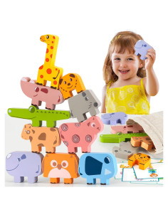 Juguetes Montessori Bambilo Bloques Apilamiento Madera 0.56kg