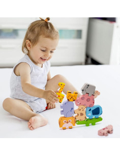 Juguetes Montessori Bambilo Bloques Apilamiento Madera 0.56kg 2