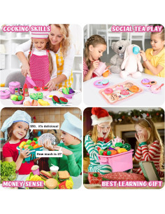 Set de Cocina de Juguete 121 Piezas para Niños con Delantal 2