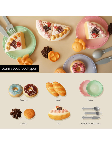 GILOBABY Set de Comida de Juguete 34 Pcs para Niños 3+