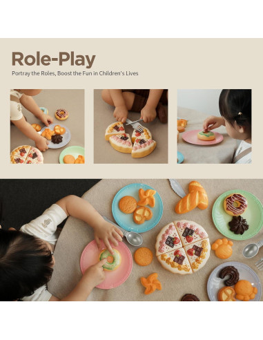 GILOBABY Set de Comida de Juguete 34 Pcs para Niños 3+