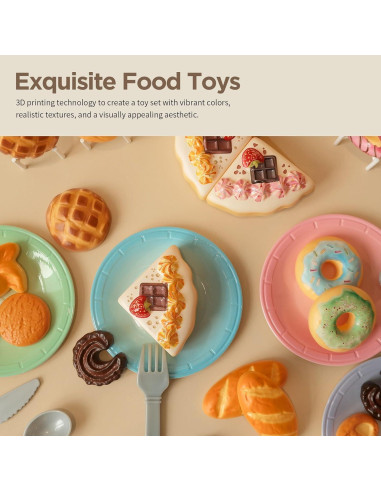 GILOBABY Set de Comida de Juguete 34 Pcs para Niños 3+