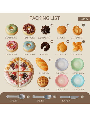 GILOBABY Set de Comida de Juguete 34 Pcs para Niños 3+