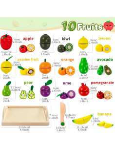 Juego de Comida de Madera XQ para Niños 2-4 Años Cortando Frutas 2