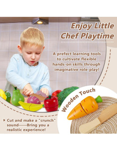 HERSITY Juego de Comida de Madera Frutas y Verduras 18+ Meses 2