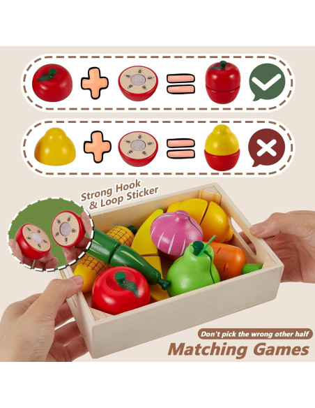 HERSITY Juego de Comida de Madera Frutas y Verduras 18+ Meses