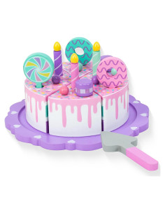 Juguete de Pastel de Madera WoodenEdu para Niños 1-3 Años