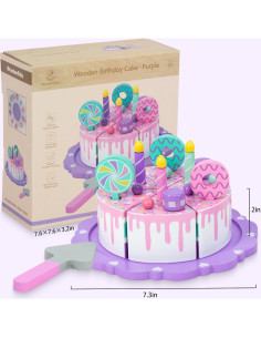 Juguete de Pastel de Madera WoodenEdu para Niños 1-3 Años 2