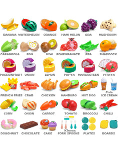 Juego de Comida de Corte 100 PCS Cawiew para Niños 2