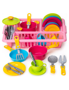 Juego de Platos de Cocina para Niños TECHNOK 33 Pzs Rosa