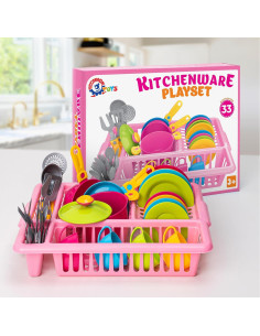 Juego de Platos de Cocina para Niños TECHNOK 33 Pzs Rosa 2