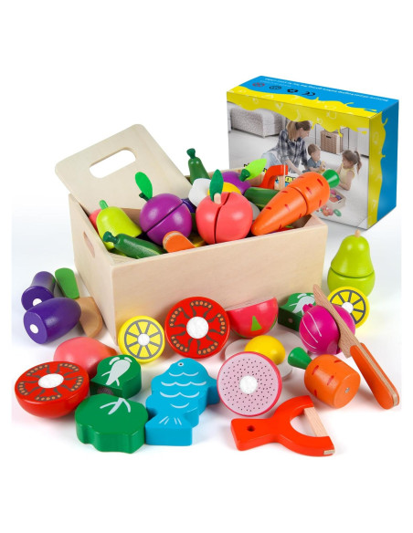 Comida de Juguete de Madera Kauxea 32PCS Frutas y Verduras