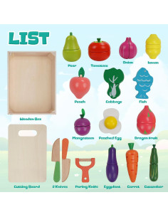 Comida de Juguete de Madera Kauxea 32PCS Frutas y Verduras 2