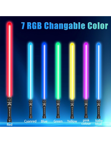 2 Espadas LED Retráctiles Yuhui 7 Colores 40-143 cm