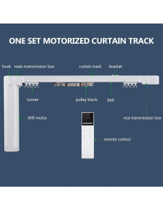 Riel Motorizado de Cortinas ZSTARR 220cm Control Remoto 2