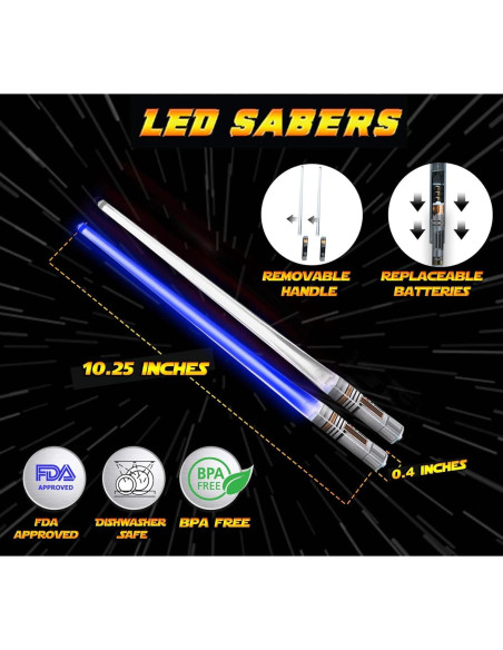 Palillos de Sable de Luz LED Led Sabers Azul 26 cm 2 pares