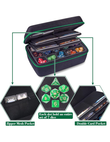 Caja de Almacenamiento de Dados SIQUK Verde Doble Bandeja