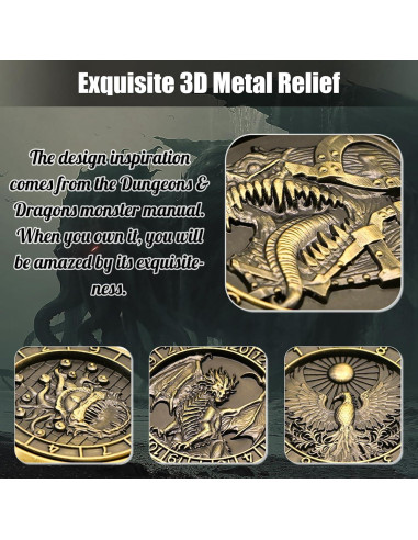 Dados Giratorios Wunhunew 7 en 1 Metal 3D D&D Negro