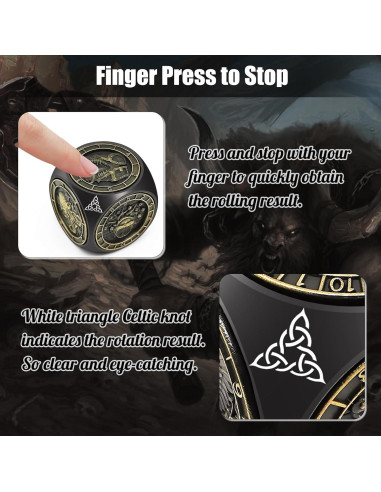 Dados Giratorios Wunhunew 7 en 1 Metal 3D D&D Negro