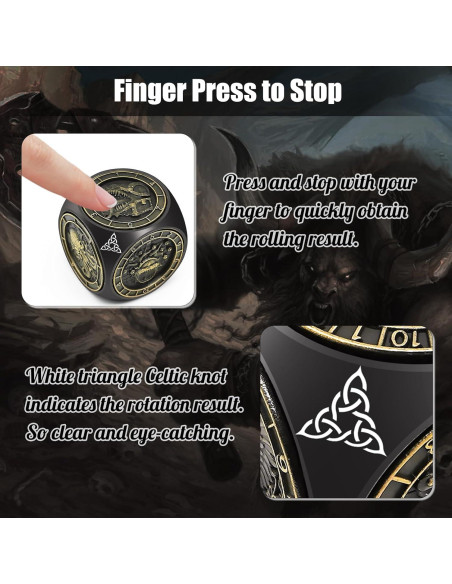 Dados Giratorios Wunhunew 7 en 1 Metal 3D D&D Negro