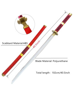 Espada de Cosplay Roronoa Zoro damdos 102cm Espuma PU Roja 2