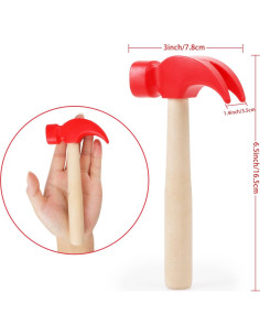 Martillo de Madera Fowecelt para Niños 16.5x7.6cm Rojo 2