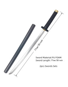 Espadas de Anime Cosplay 2Pcs Damdos Katana Samurai 77cm 2