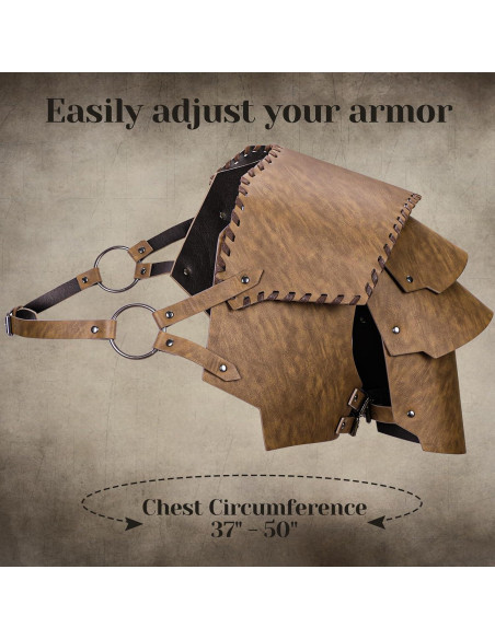 Armadura Medieval de Cuero Sintético Marrón para LARP