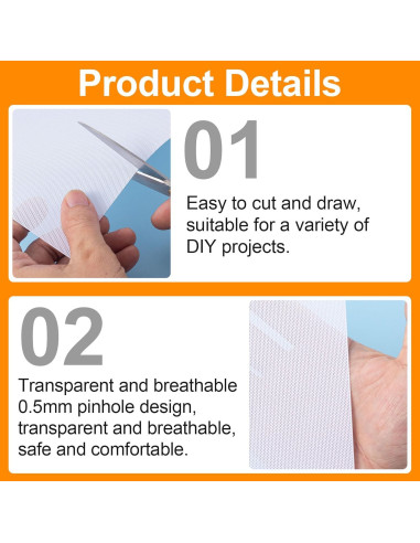 5 Hojas Malla de Ojos Fursuit Pndeyo Blanca 300x200mm