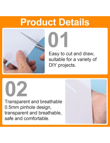 5 Hojas Malla de Ojos Fursuit Pndeyo Blanca 300x200mm