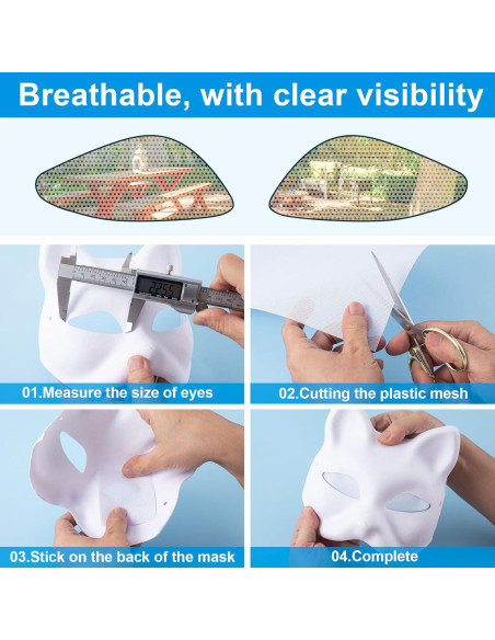 PAGOW Malla de Ojos de Fursuit Blanca 5 Hojas 30x20 cm