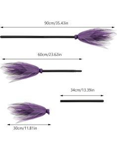 3 Escobas de Bruja de Halloween Jmkcoz - Plástico 90 cm 2