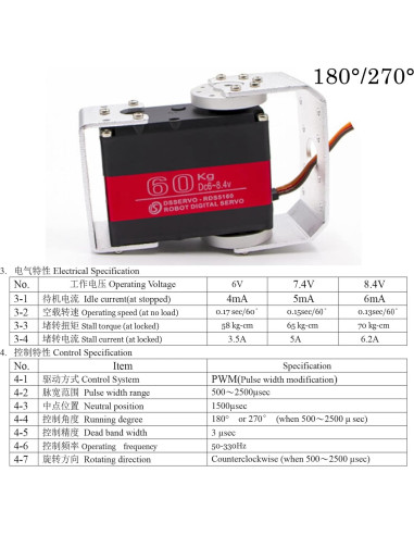 Servo Digital Wishiot RDS5160 60 kg Torque 270 Grados