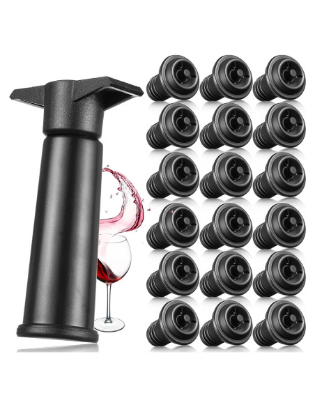 18 Piezas Bomba de Conservación de Vino Honoson - Selladores Reutilizables