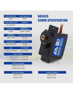 Servo Digital AGFRC B05CLS 8g 1kg 0.075s para RC 1/28 2