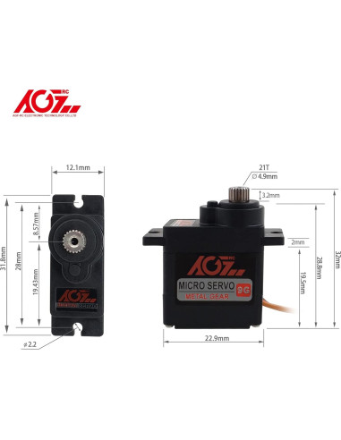 Kit de Servos Micro AGFRC B11DLS 2PCS 2.8KG 180