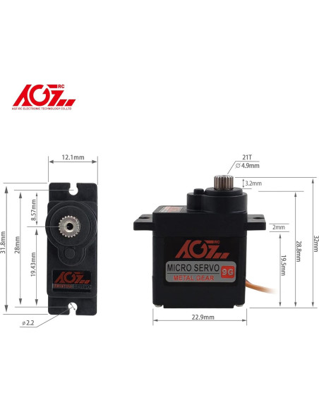 Kit de Servos Micro AGFRC B11DLS 2PCS 2.8KG 180