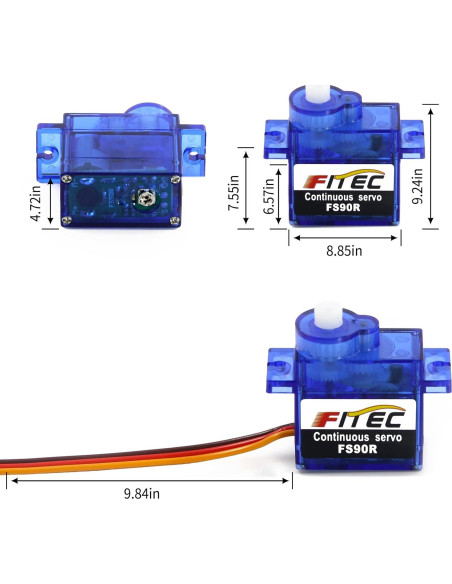 Servo Micro FS90RZ 360 Grados 9g con Ruedas para RC