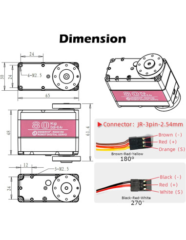 Servo Robótico Wishiot 80kg Doble Eje IP66 para RC